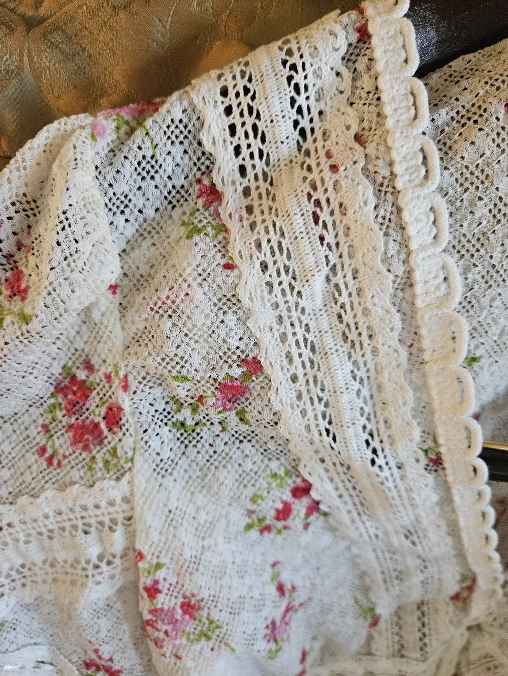 NWOT Free People White/Pink Floral LaceCrop Top - Picture 9 of 17